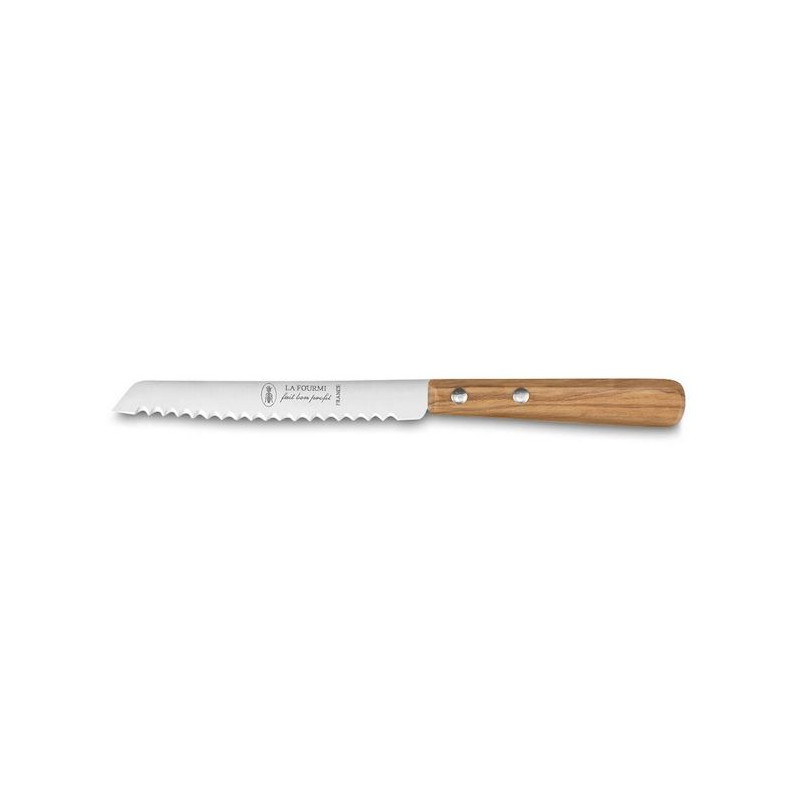 Couteau à pain avec manche en bois d'olivier et lame en acier